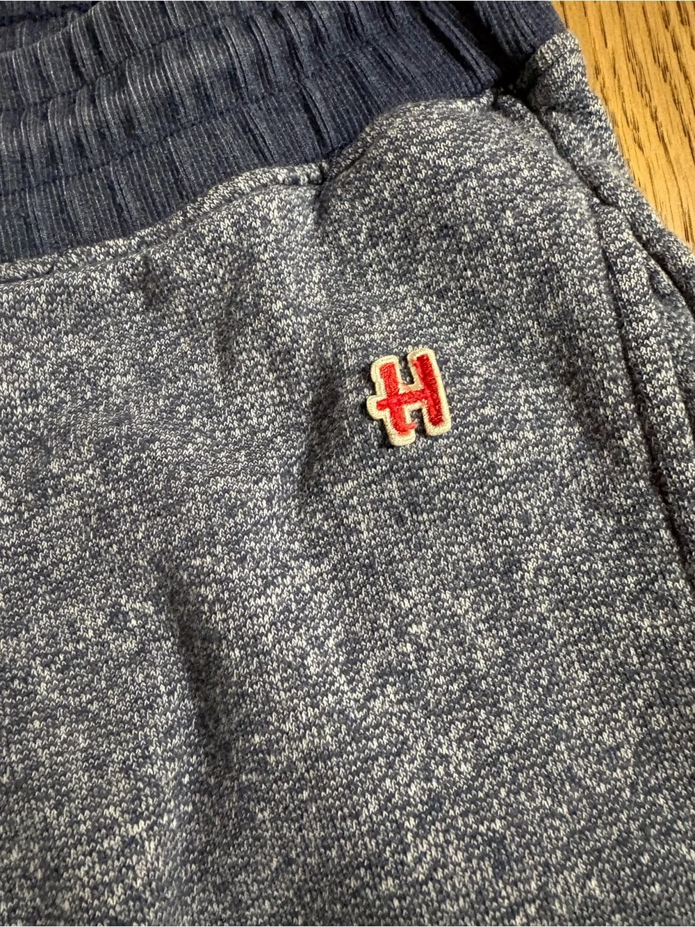 HOMAGE Navy Heather Athletic Drawstring Shorts with Red H Patch